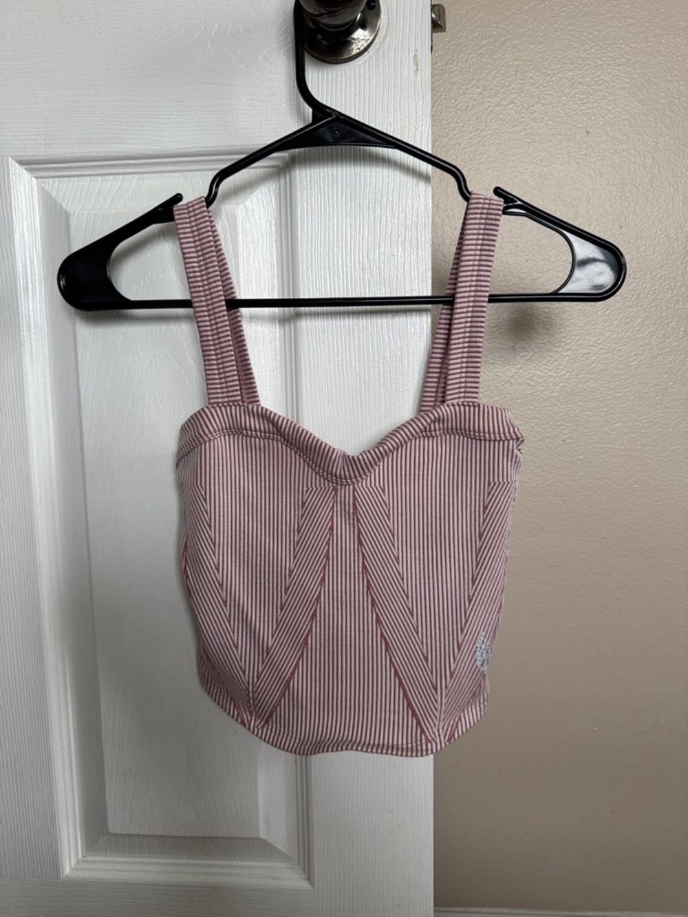 Free People Pink and White Striped Bustier Tank Top